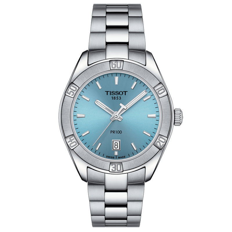 Analogue Watch - Tissot Pr 100 Lady Sport Chic Ladies Light Blue Watch T101.910.11.351.00