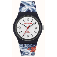 Analogue Watch - Unisex Urban Tropic Floral Blue-White Rubber Strap Superdry Watch SYG298U