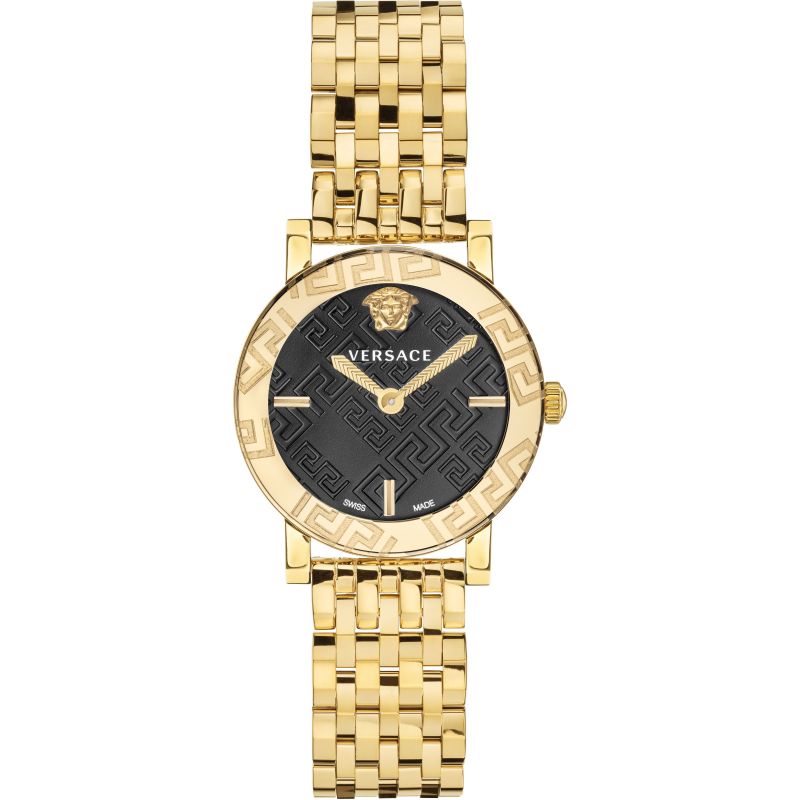 Analogue Watch - Versace Greca Glass Ladies Gold Watch VEU300621