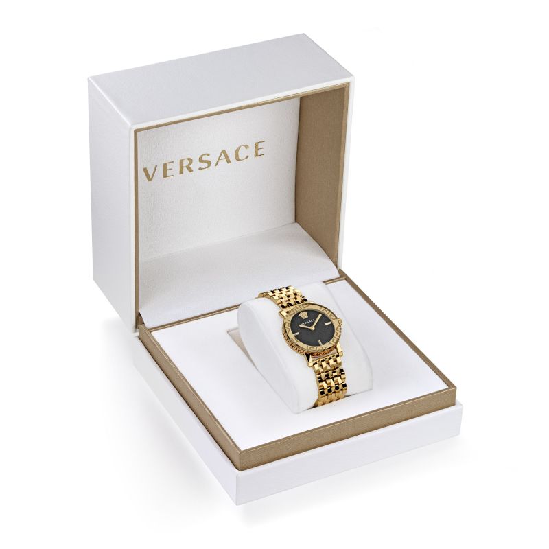 Analogue Watch - Versace Greca Glass Ladies Gold Watch VEU300621