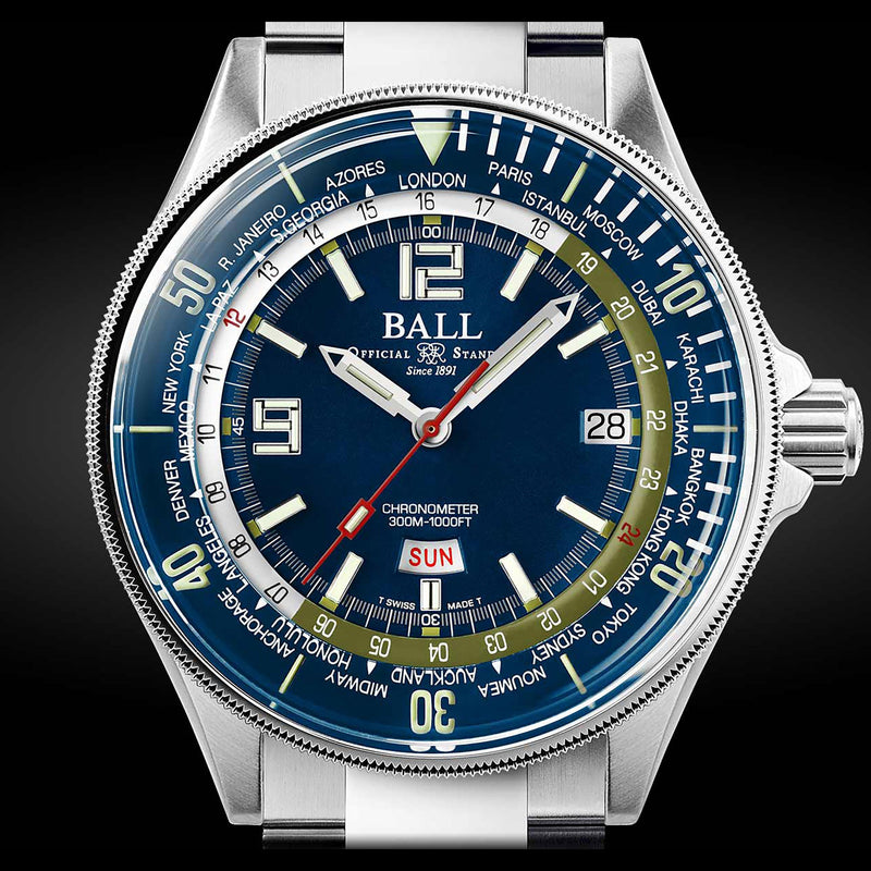 Automatic Watch - Ball Engineer Master II Diver Worldtime Men's Blue Watch DG2232A-SC-BE