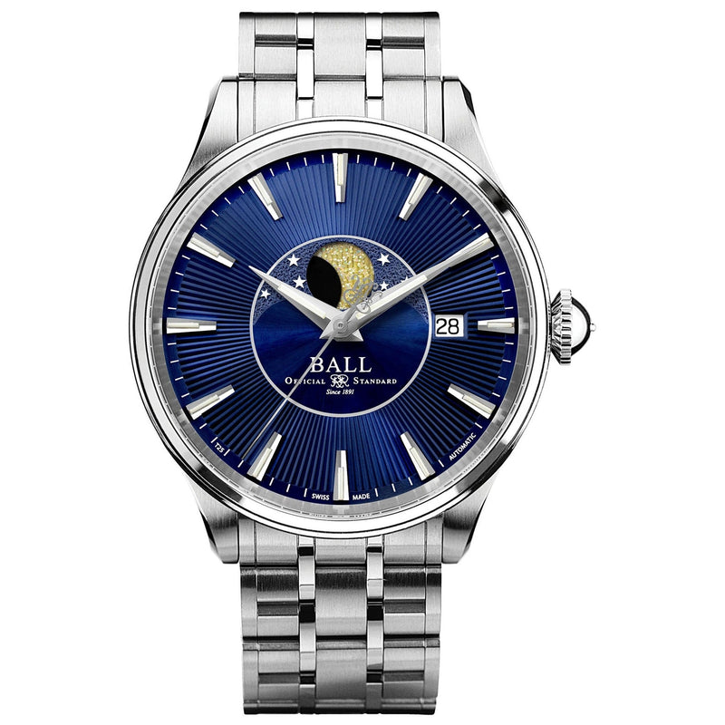 Automatic Watch - Ball Trainmaster Moon Phase Men's Blue Watch NM3082D-SJ-BE