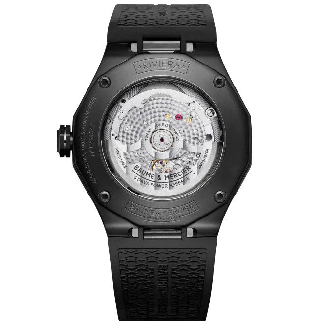 Automatic Watch - Baume Mercier Men's Black Riviera Watch BM0A10617