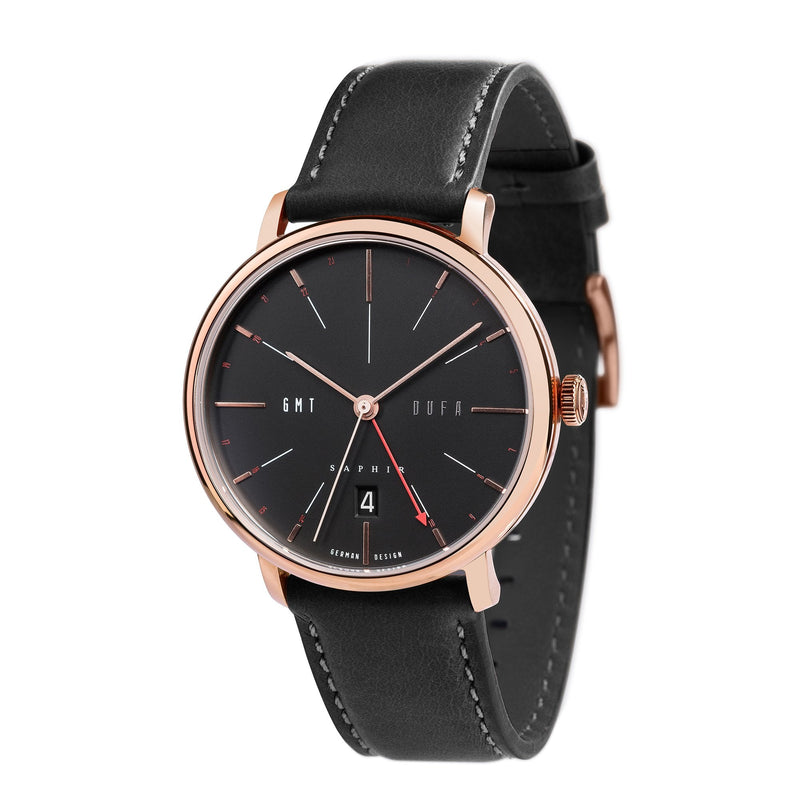 Automatic Watch - Dufa Black Saphir GMT Automatic Watch DF-9030-03
