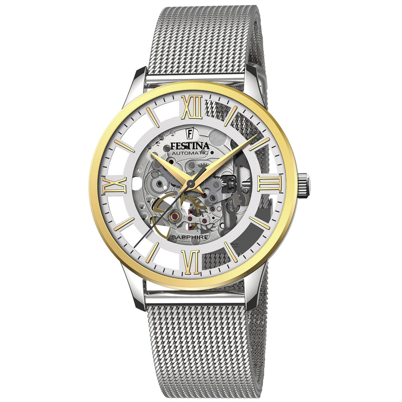 Automatic Watch - Festina F20537/1 Men's Silver Automatic Skeleton Watch