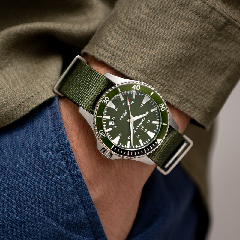 Hamilton men khaki top navy scuba auto watch