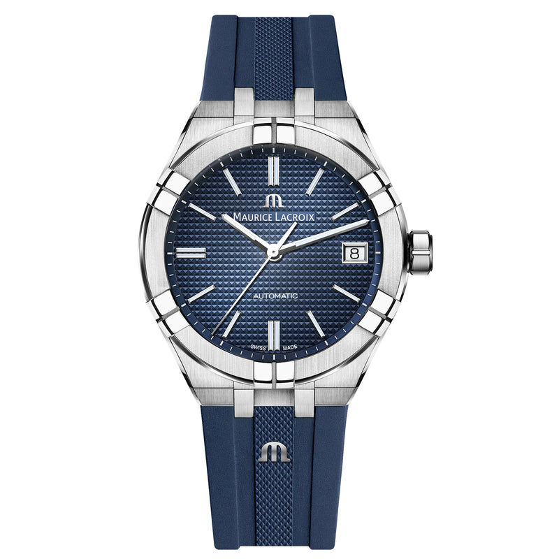 Automatic Watch - Maurice Lacroix Men's Blue Aikon Automatic Rubber Watch AI6007-SS000-430-4