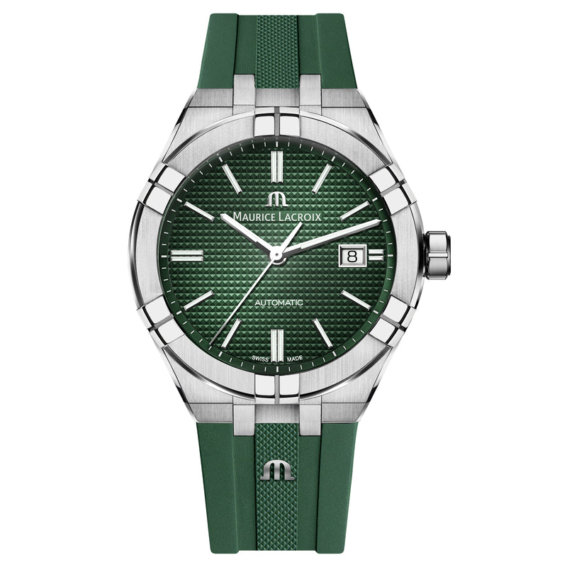 Automatic Watch - Maurice Lacroix Men's Green Aikon Automatic Rubber Watch AI6008-SS000-630-5