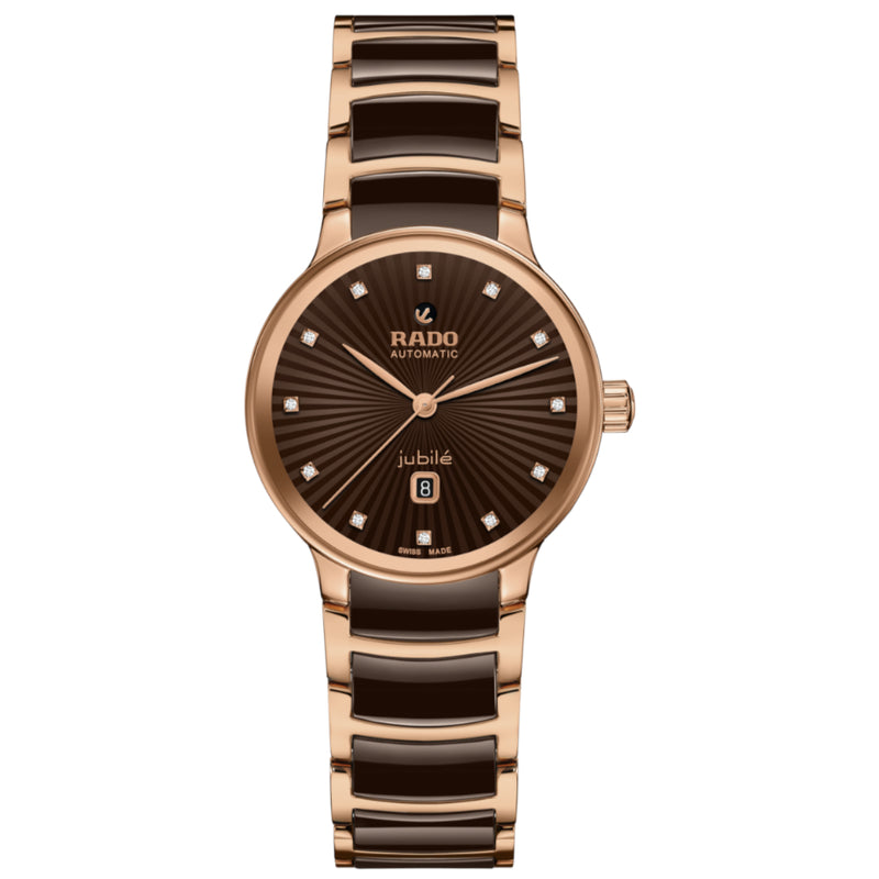 Automatic Watch - Rado Classic Centrix Automatic Diamonds Ladies Brown Watch  R30019732