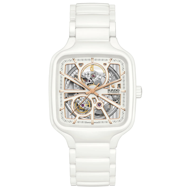 Automatic Watch - Rado True Square Automatic Open Heart Unisex White Watch R27073012