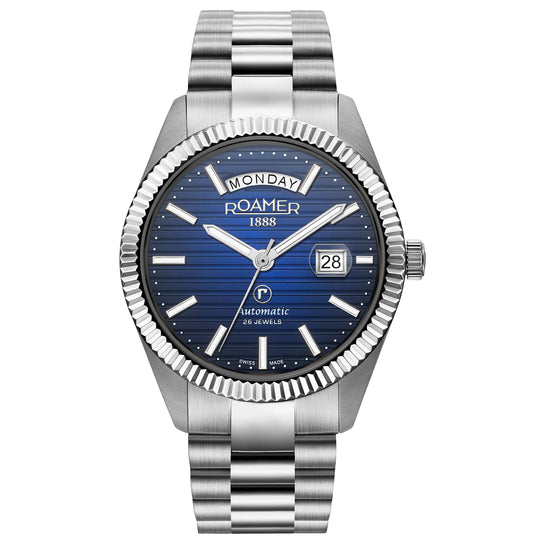 Roamer 981666 41 45 50 Primeline Day Date II Men's Blue Watch