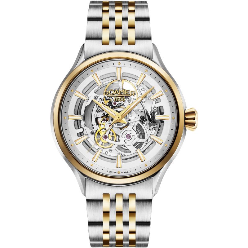Automatic Watch - Roamer Competence Skeleton Automatic Roamer Two Tone Watch 101663 47 15 10N