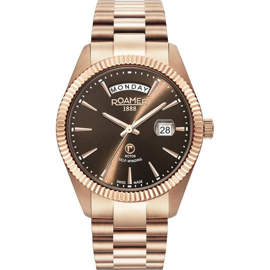 Roamer Men's Rose Gold Primeline Daydate Mechanical Watch 981662 49 65 90