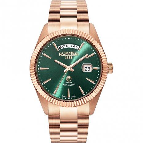 Automatic Watch - Roamer Men's Rose Gold Primeline Daydate Mechanical Watch 981662 49 75 90