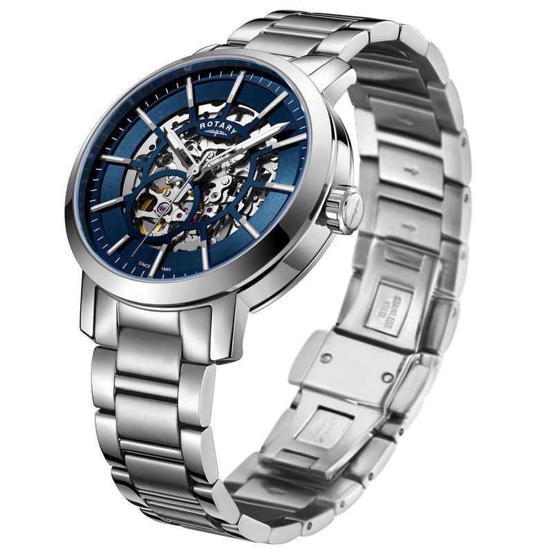 Automatic Watch - Rotary Greenwich Skeleton Men's Blue Watch GB05350/05