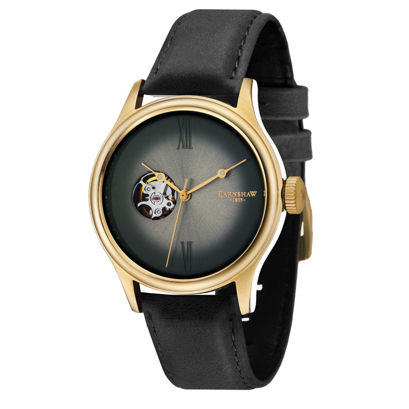 Automatic Watch - Thomas Earnshaw Black Precisto Bauer Fumee Open Heart Automatic Watch ES-8809-03