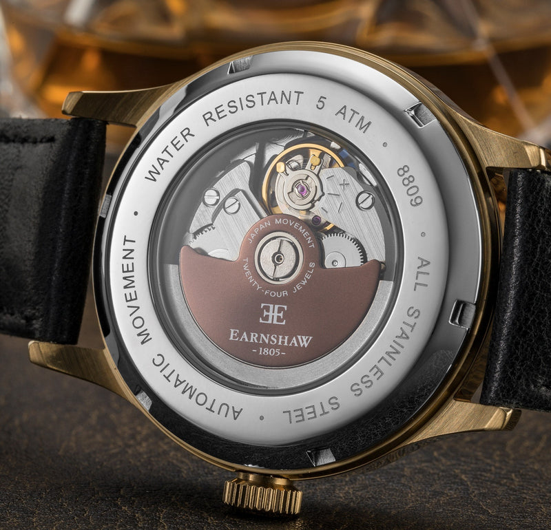 Automatic Watch - Thomas Earnshaw Black Precisto Bauer Fumee Open Heart Automatic Watch ES-8809-03