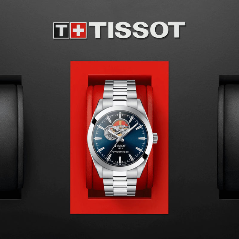 Tissot Gentleman Powermatic 80 Open Heart Men s Blue Watch T127