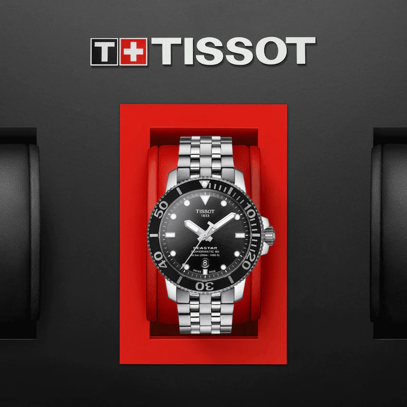 Automatic Watch - Tissot Seastar 1000 Powermatic 80 Men's Black Watch T120.407.11.051.00