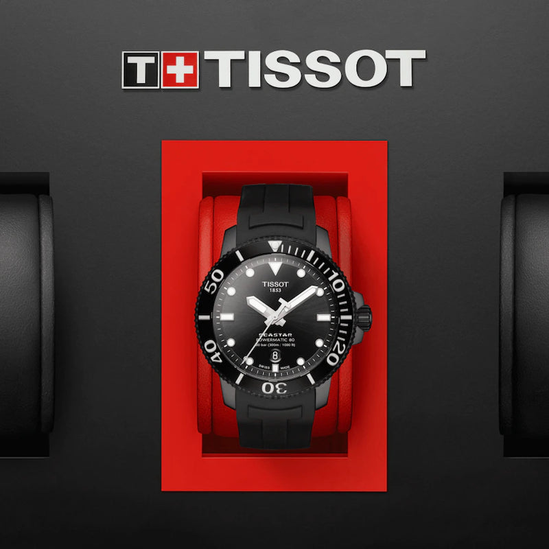 Automatic Watch - Tissot Seastar 1000 Powermatic 80 Men's Black Watch T120.407.37.051.00