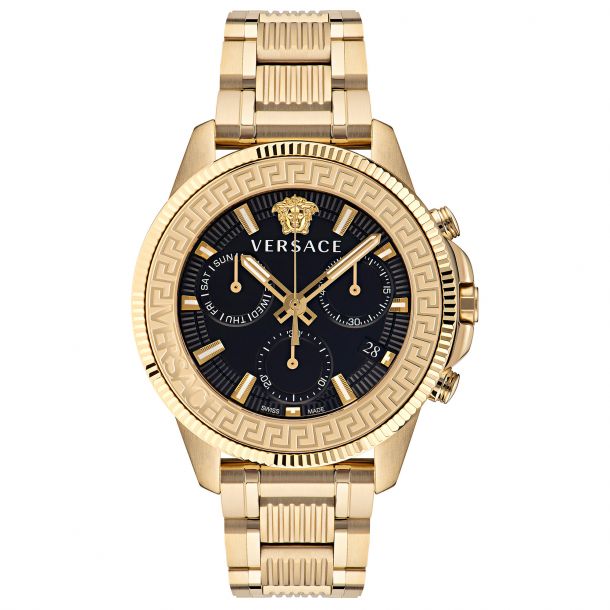 Chornograph Watch - Versace Greca Action Chrono Men's Gold Watch VE3J00622
