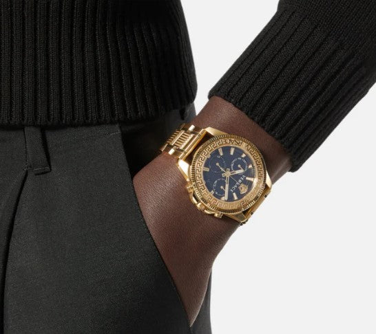 Chornograph Watch - Versace Greca Action Chrono Men's Gold Watch VE3J00622