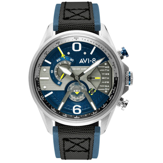 AVI-8 Admiral Blue Steel Hawker Harrier Chronograph Watch AV-4056-01