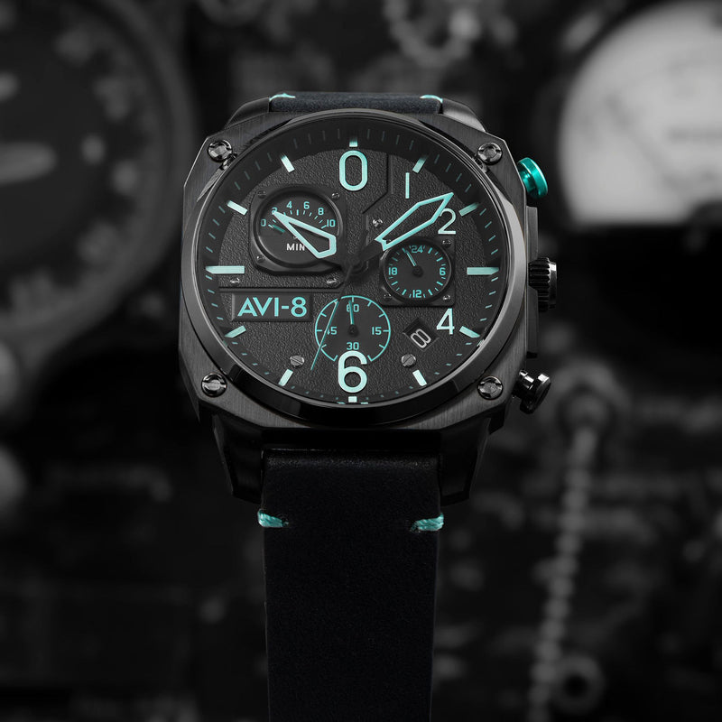 Chronograph Watch - AVI-8 Blue Diamond Hawker Hunter Chronograph Watch AV-4052-05