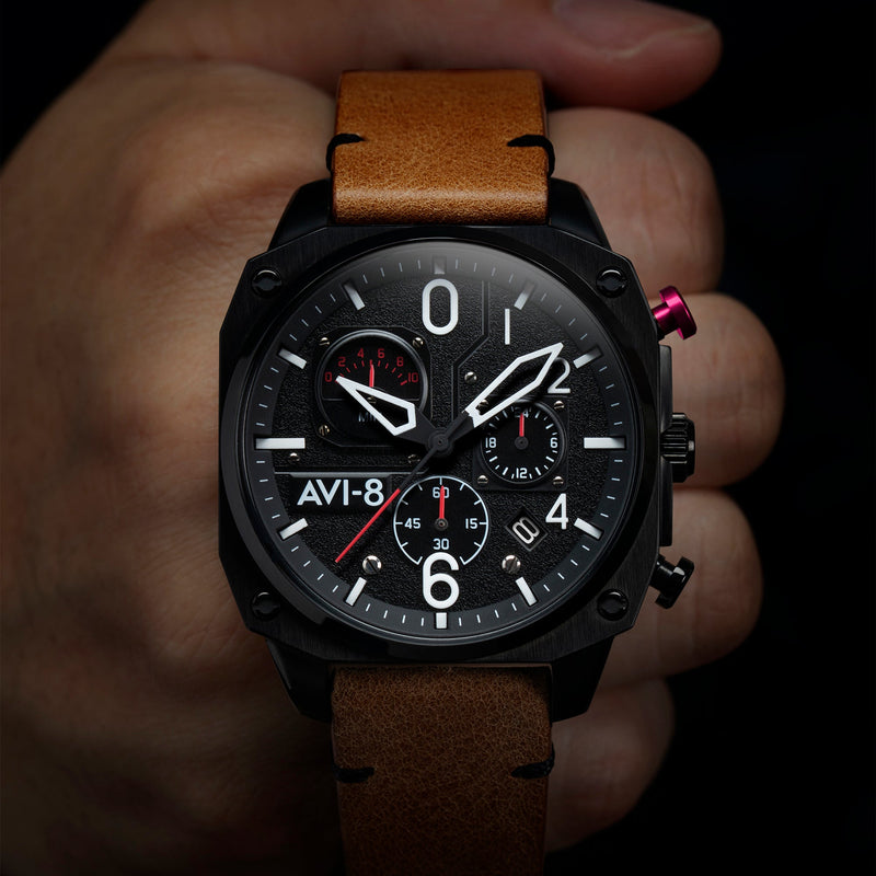 Chronograph Watch - AVI-8 Charcoal Ember Brown Hawker Hunter Chronograph Watch AV-4052-02