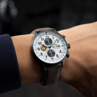 Chronograph Watch - AVI-8 Ivory Greyscale Hawker Hurricane Chronograph Watch AV-4011-0B