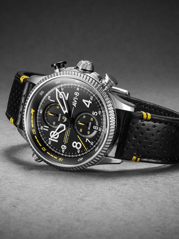 Chronograph Watch - AVI-8 Men's Black Hawker Hunter Chronograph Watch AV-4080-01