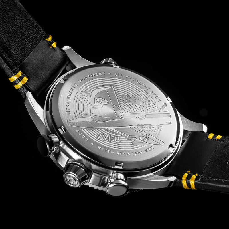 Chronograph Watch - AVI-8 Men's Black Hawker Hunter Chronograph Watch AV-4080-01