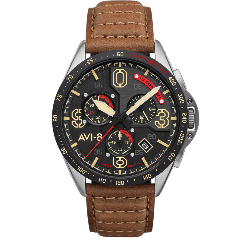Chronograph Watch - AVI-8 Men's Brown P-51 Mustang Chronograph Watch AV-4077-02