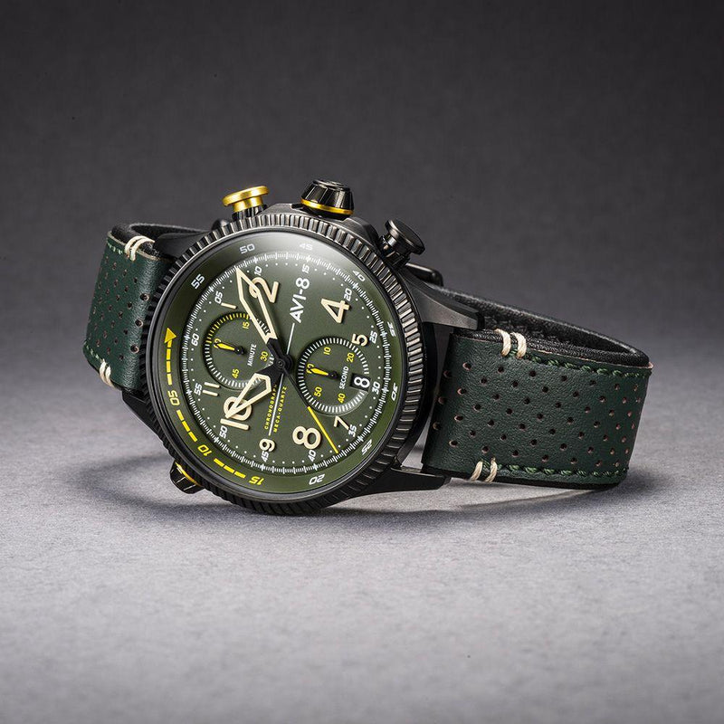 Chronograph Watch - AVI-8 Men's Green Hawker Hunter Chronograph Watch AV-4080-03