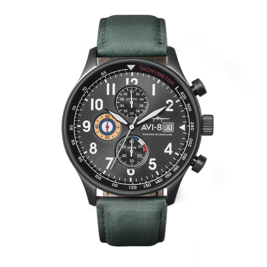 AVI-8 Hawker Hurricane Men's Grey Green Chronograph Watch AV-4011-0D