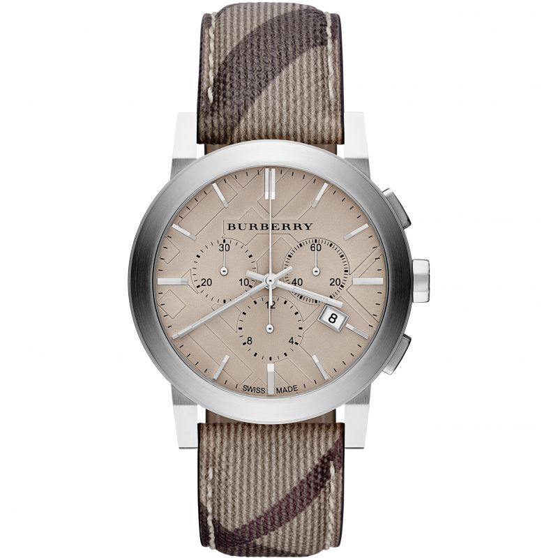 Chronograph Watch - Burberry BU9361 Men's Chronograph The City Smoke Check Watch