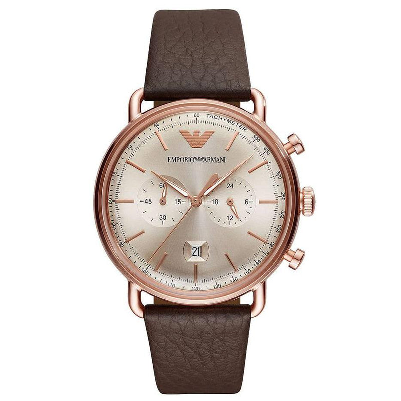Chronograph Watch - Emporio Armani AR11106 Men's Aviator Brown Watch