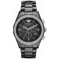 Chronograph Watch - Emporio Armani AR1455 Ladies Chronograph Ceramica Crystal Black Watch