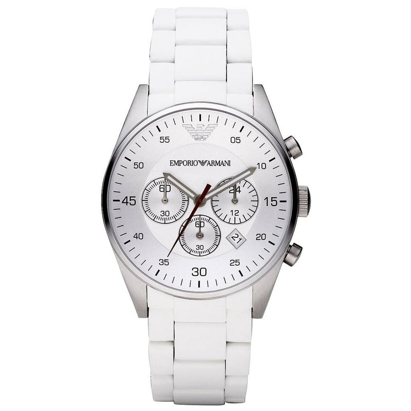 Chronograph Watch - Emporio Armani AR5859 Men's Chronograph Tazio White Watch