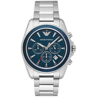 Chronograph Watch - Emporio Armani AR6091 Men's Blue Dial Silver Chronograph Watch