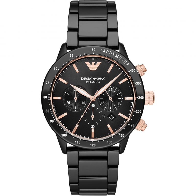 Chronograph Watch - Emporio Armani AR70002 Men's Mario Ceramic Chronograph Watch