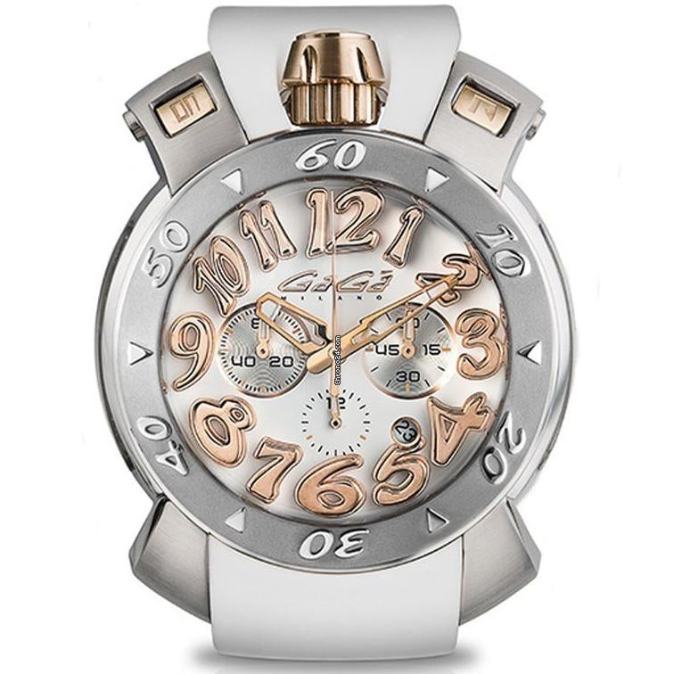 Chronograph Watch - Gaga Milano Men's White Chrono Watch 8016I.CM01RH