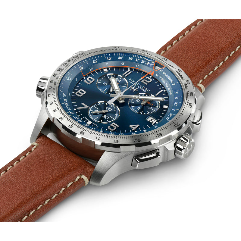 Chronograph Watch - Hamilton Khaki Aviation XWind GMT Quartz Men's Blue Watch H77922541