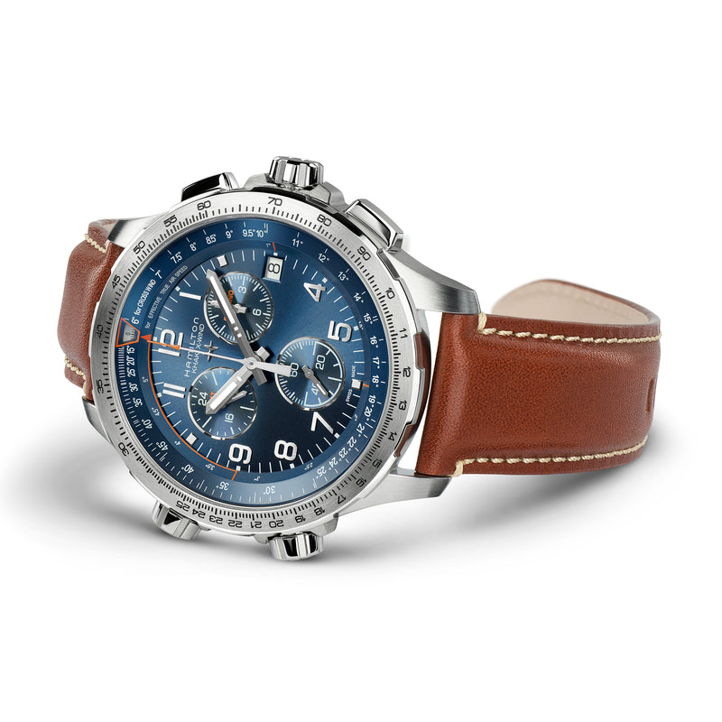 Chronograph Watch - Hamilton Khaki Aviation XWind GMT Quartz Men's Blue Watch H77922541