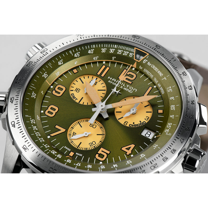 Chronograph Watch - Hamilton Khaki Aviation XWind GMT Quartz Men's Green Watch H77932560