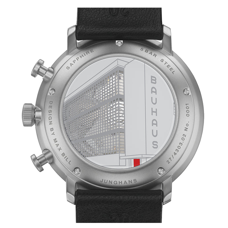 Chronograph Watch - Junghans Max Bill Bauhaus Chronoscope Men's Black Watch 27/4303.02