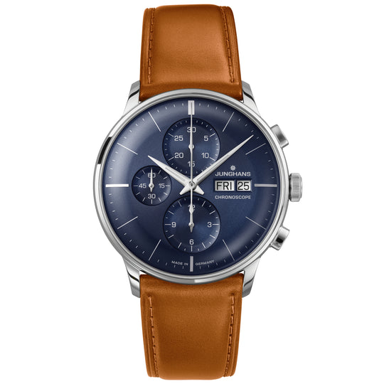 Junghans Meister Chronoscope Men's Blue/Brown Watch 27/4526.03