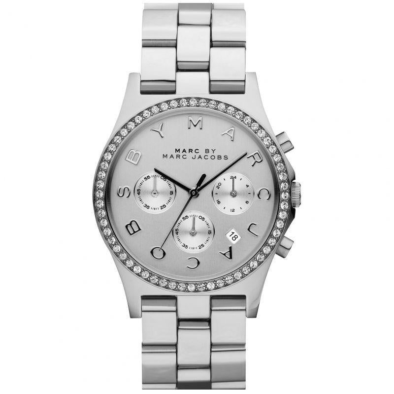 Chronograph Watch - Marc Jacobs MBM3104 Ladies Henry Glitz Silver Watch