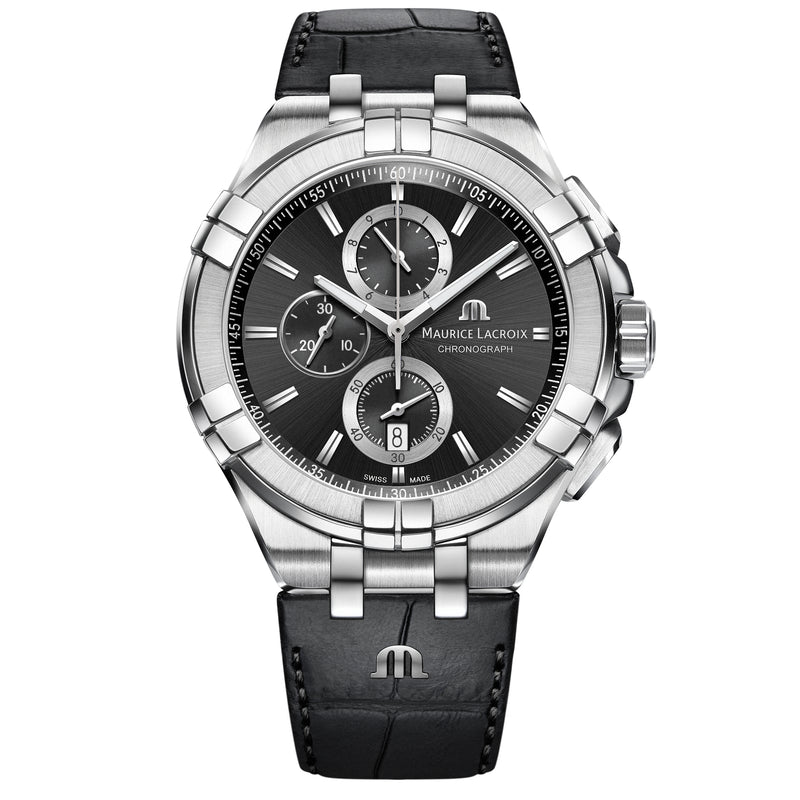 Chronograph Watch - Maurice Lacroix Men's Black Aikon Chronograph Watch AI1018-SS001-330-1
