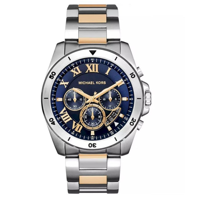 Chronograph Watch - Michael Kors MK8437 Men's Brecken Chronograph Two Tone Blue Watch